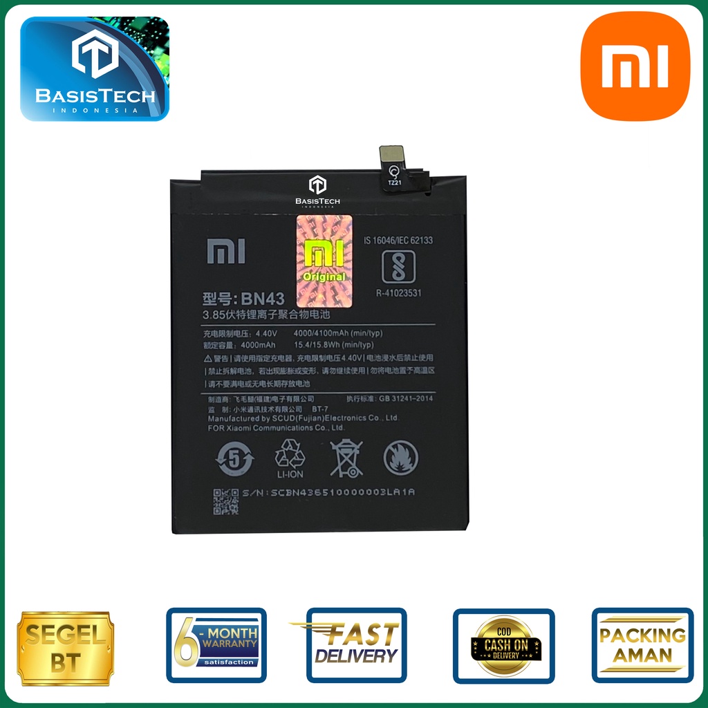 BATERAI XIAOMI REDMI NOTE 4X Snapdragon - BN43 - BM43 - ORI99