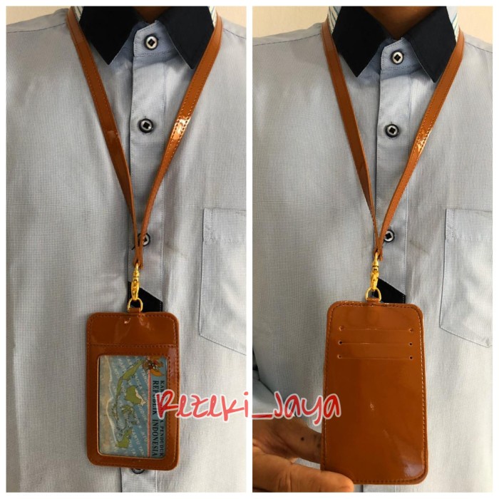 

Hadir Name Tag Id Card Tali Dompet Kartu Tali 4 Slot Card Coklat Glossy Hemat