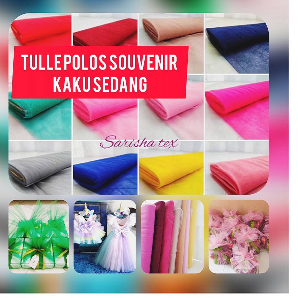 Kain Tulle Polos Kaku Tile Souvenir Tille Keras Tulle Kaku polos Tidak Halus