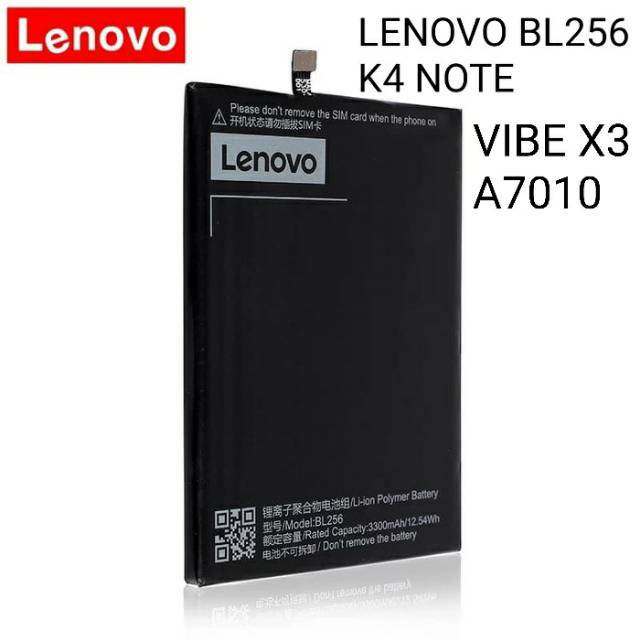 Baterai Batere Lenovo BL256 K4 Note Vibe X3 Lite A7010A48 Batre BL 256