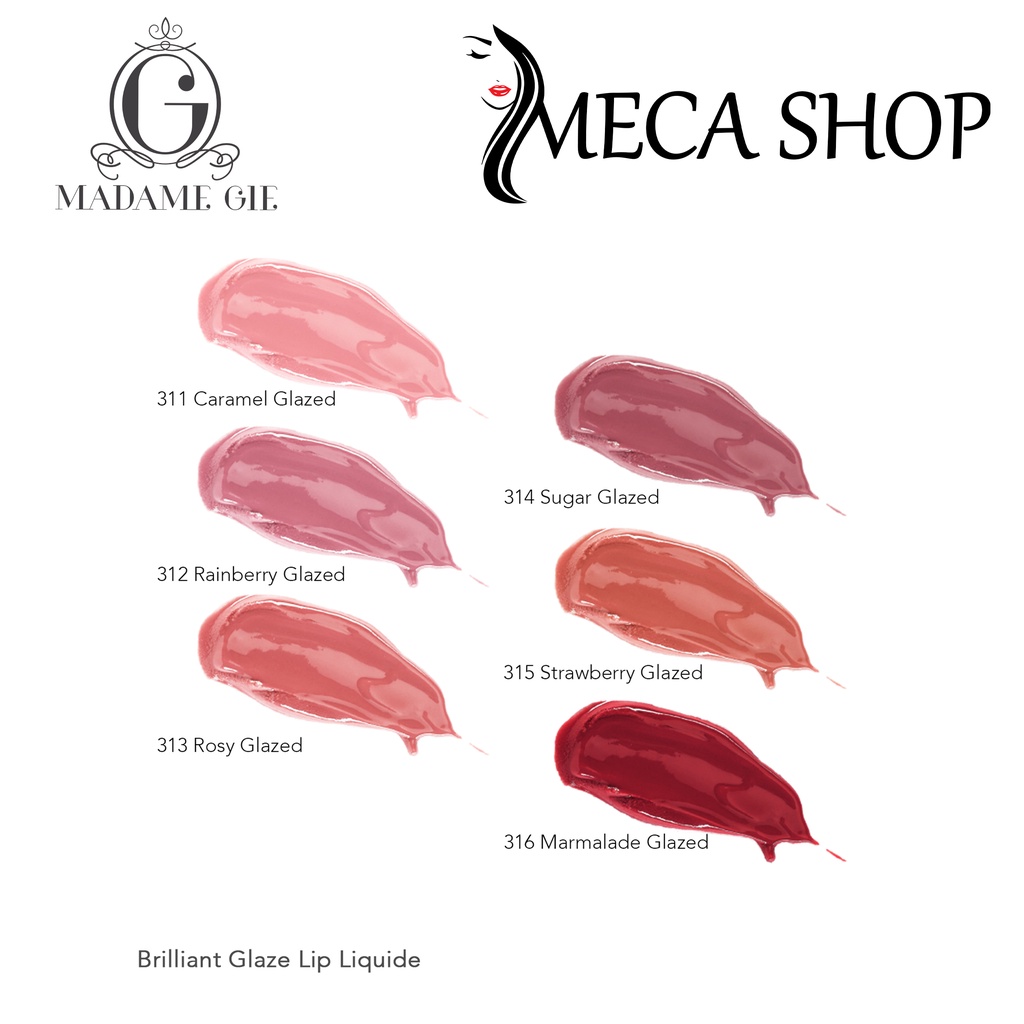 Madame Gie Lip Gloss | Brilliant Glaze Lip Liquide | Lippie Slicks | Glips - MakeUp Lipstik Glitter