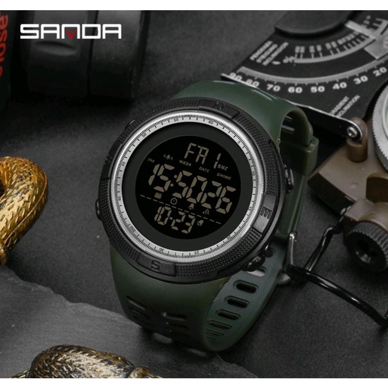 Jam Tangan SANDA 2003 Jam Tangan Pria Digital Tali Rubber Shockproof Anti Air