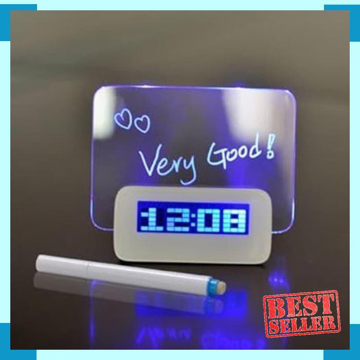 

RESTOCK DIGITAL CLOCK LED BOARD MEMO LAMP SPIDOL JAM MEJA USB SUHU KALENDER OK KEREN