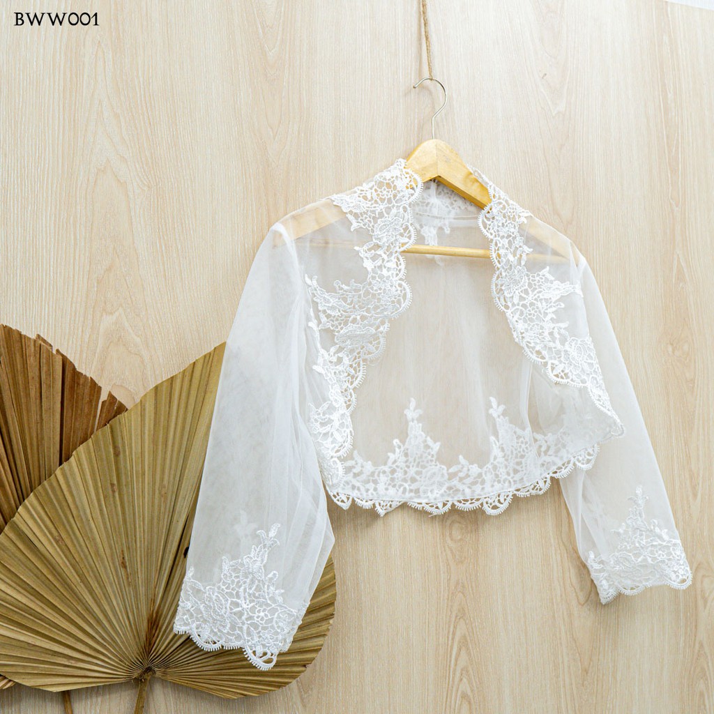 [PRODUK FAVORIT] BOLERO CARDIGAN WEDDING PESTA LENGAN PANJANG RENDA WANITA BWW001