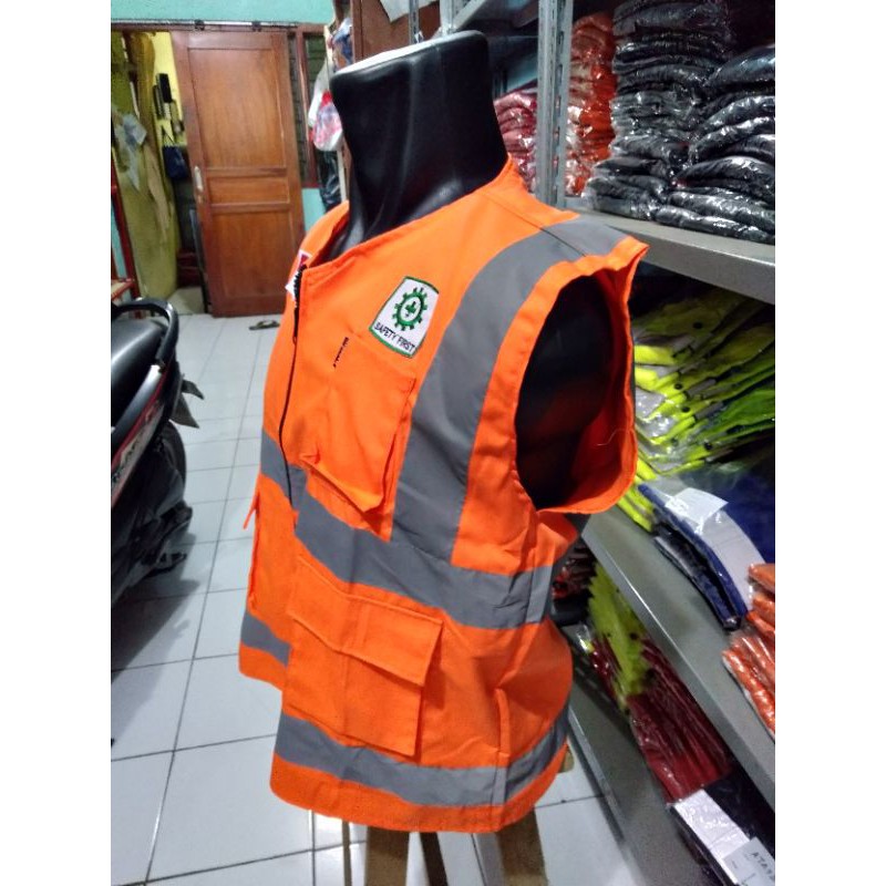 ROMPI SAFETY ALLSIZE BAHAN KAIN DRILL FREE LOGO K3 BENDERA ORANYE