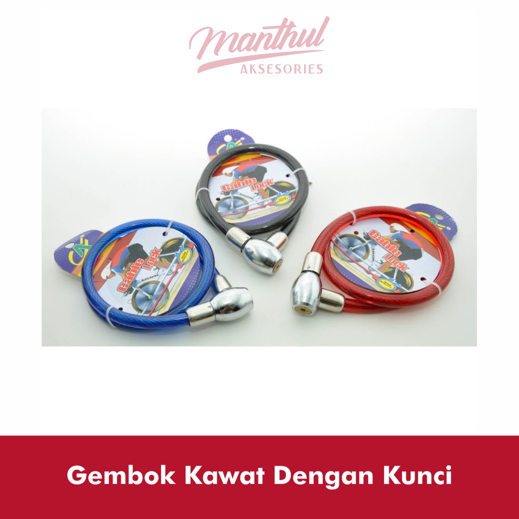 Gembok Kawat Dengan Kunci Sepeda Serbaguna