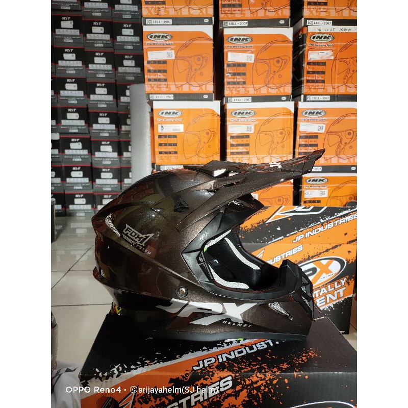 Sale_HELM CROSS JPX SOLID ABU ABU /GUNMETAL TRAIL DEWASA
