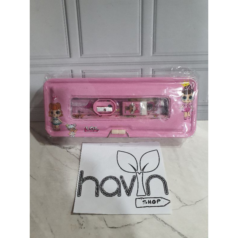 kotak pensil KALENG KLEP ada ISI/pencil case-LOL