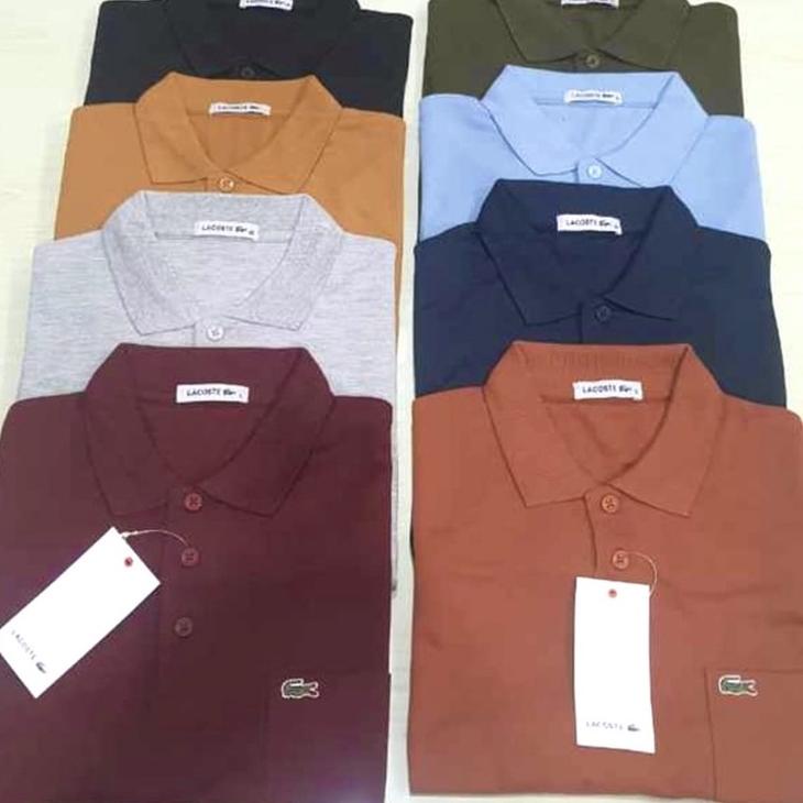 Pog31au22o ‑ Krah Polos Pria Baju Kaos Kerah Polo shirt Pria Dewasa Lengan Pendek Kaos Kerah Kantong
