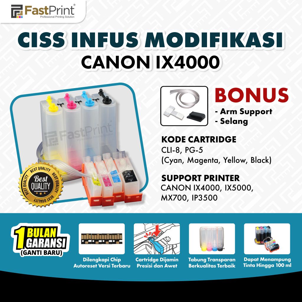CISS Infus Modifikasi Kosongan Printer Canon IX4000 IX5000 MX700 IP3500