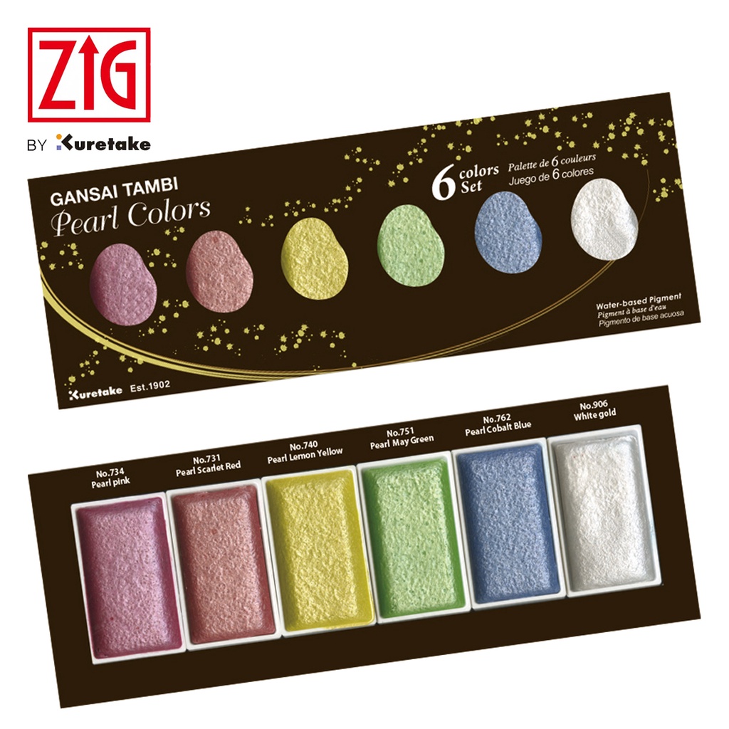 

ZIG KURETAKE Gansai Tambi Pearl Set 6 Colors MC20PC/6V