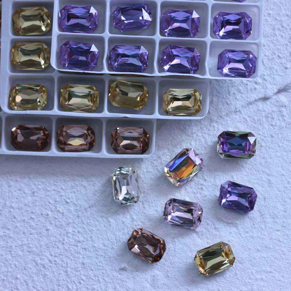 Mxbeauty Nail Art Rhinestones Mewah 4pcs 14x10mm Menunjuk Kembali Membuat Perhiasan Glliter Kaca DIY Craft Permata Nail Charms