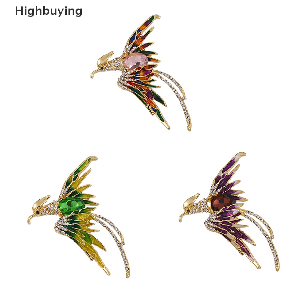 Hbid 1pc Bros Pin Enamel Burung Phoenix Hias Kristal Berlian Imitasi Multi Warna Untuk Pria / Wanita