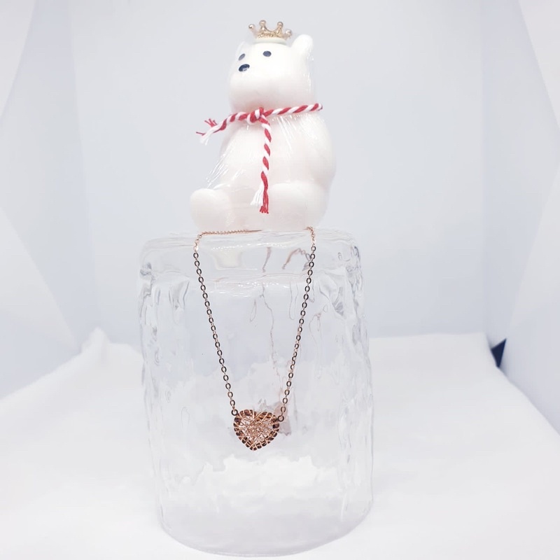 tokomasclokasari kalung dan liontin mas italy model “heart” warna rosegold 17k/75% berat 2.23 gram