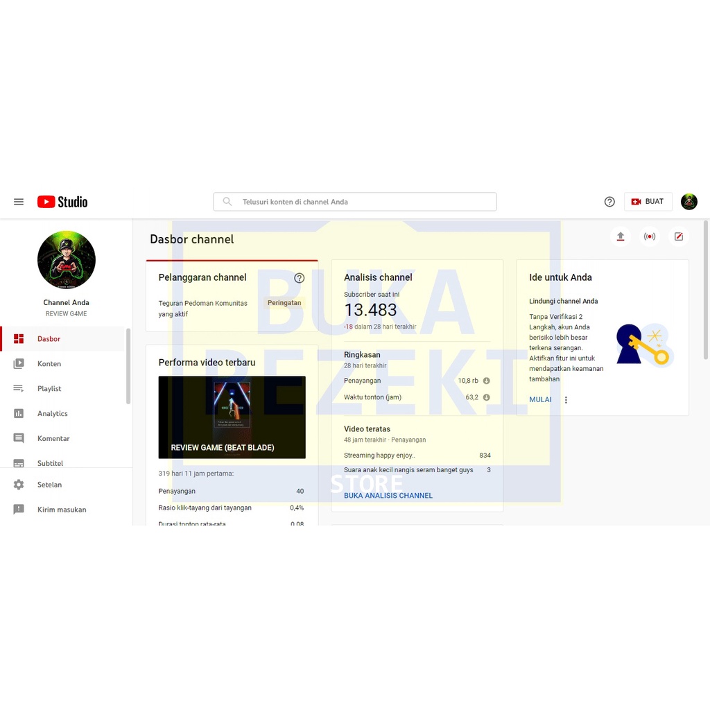 [SOLD] Akun Youtube Murah Subs 13000 Real Bukan bot dan tidak drop