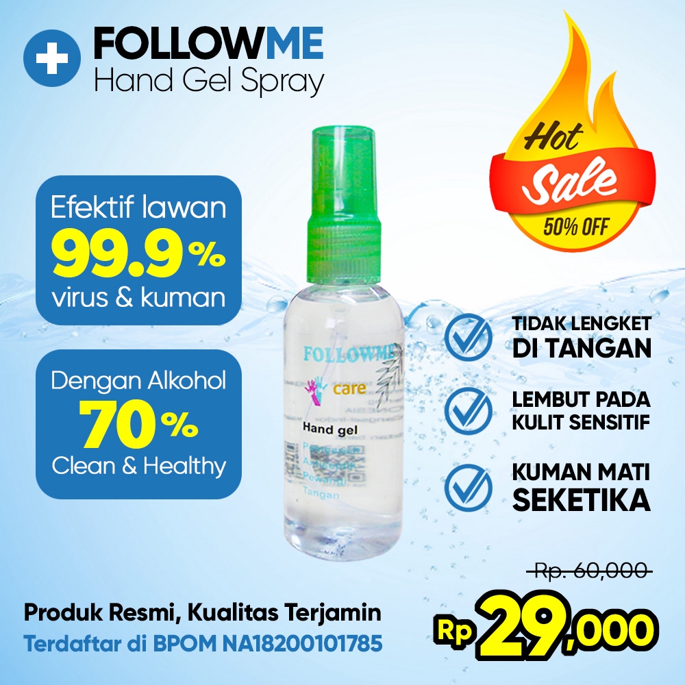 Hand Sanitizer Antiseptik Spray Pembersih Tangan Antiseptik Followme Care 60ml