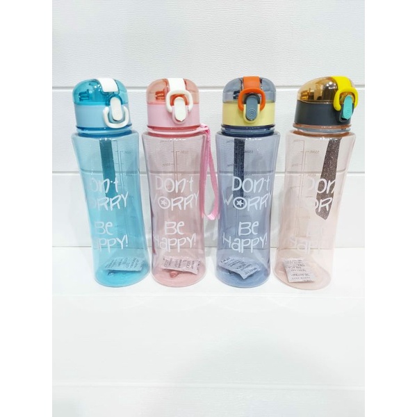 BOTOL MINUM DONT WORRY BE HAPPY ( 183 ) UK.600 ML