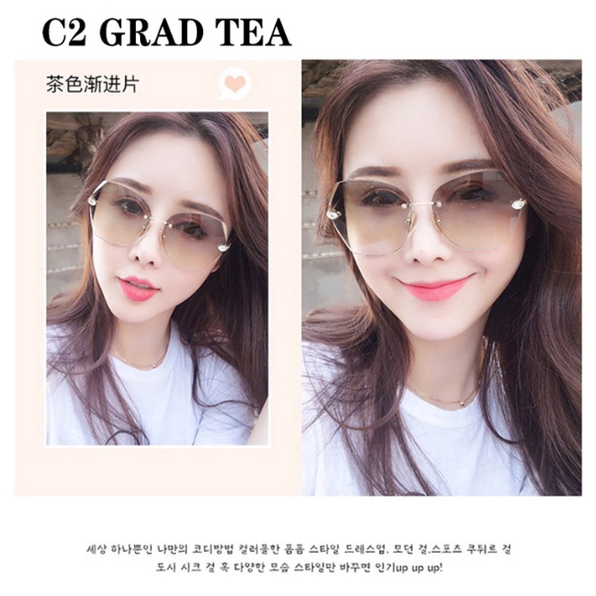 Kacamata Hitam Wanita Korean Fashion Gaya Oversized Frameless KACA MATA Sunglasses