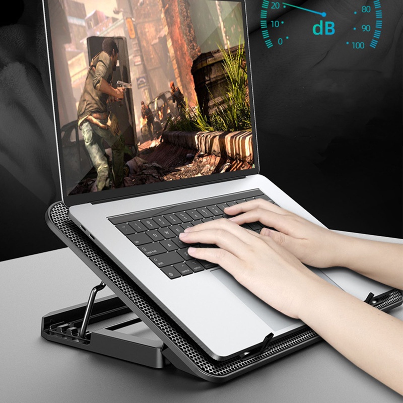 Zzz Kipas Pendingin Laptop Gaming 5 Ketinggian Adjustable Tenaga USB Dengan 6 LED Ukuran 11-18 &quot;