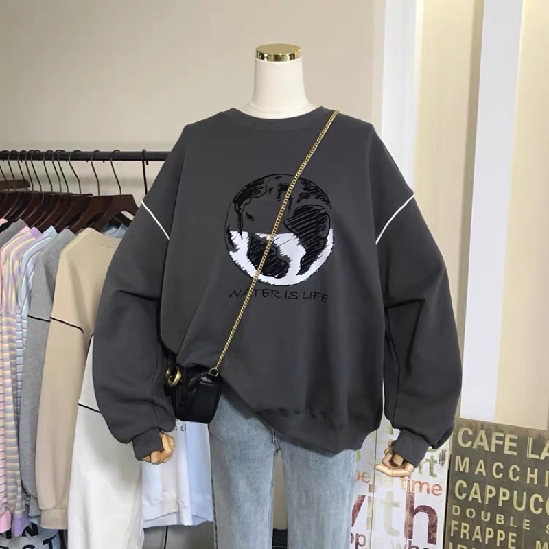 GLOBE SWEATER OVERSIZE -  SWEATER WANITA - SWEATER OVERSIZE - SWEATER JUMBO - SWEATER KOREA - KOREAN