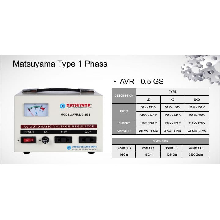 Stabilizer Listrik Stavolt Voltage Regulator MATSUYAMA 500 Va