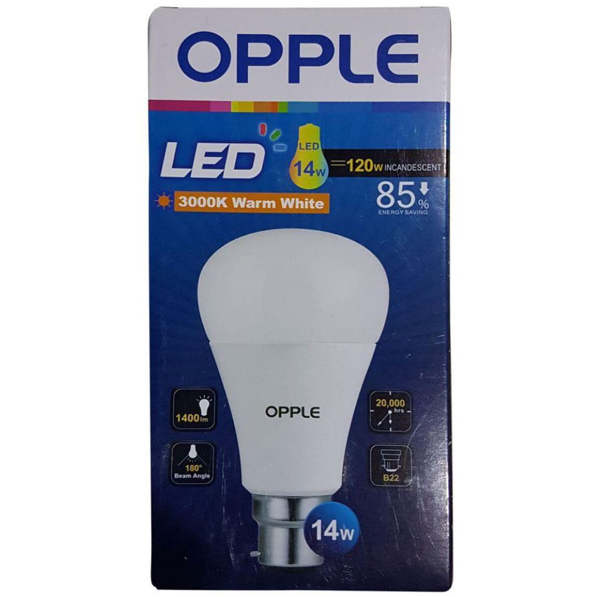 Lampu / Bohlam (Bulb) LED Opple 14 Watt (14W / 14 W) Kuning (Warm White)