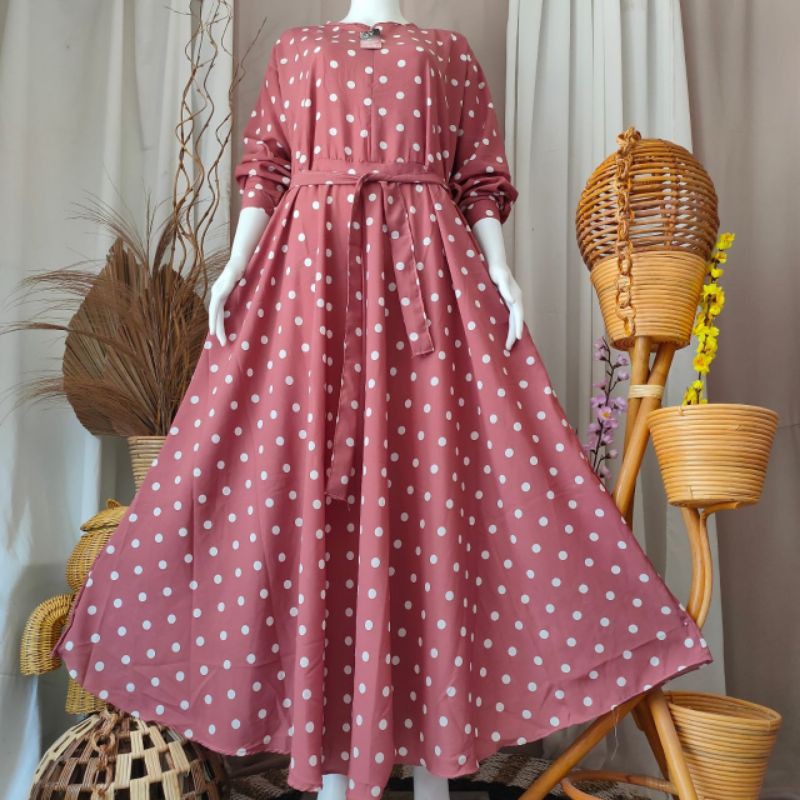 (COD) GAMIS MONALISA POLKADOT KLOK MAYUNG