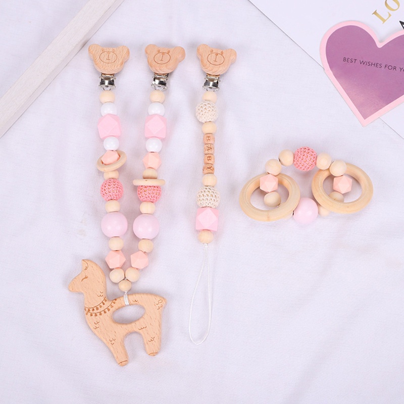 Mary 3pcs / Set Mainan Teether Bayi Bahan Kayu