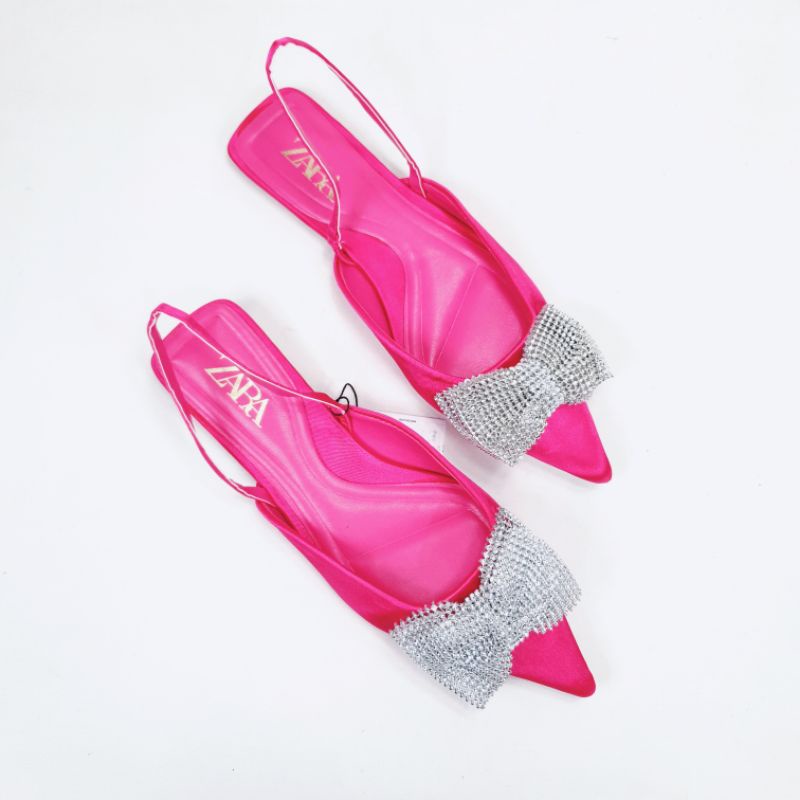 ZR Flat Slingback Sandal with Glittery Ribbon