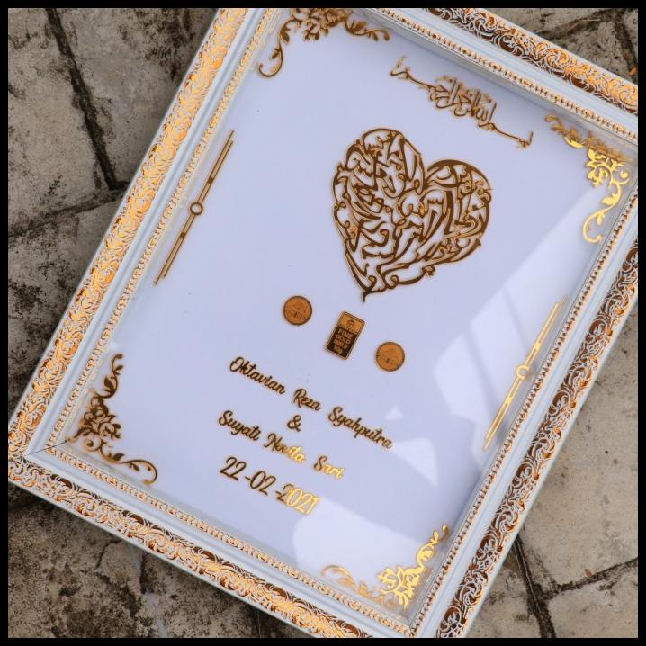 Mahar Frame Akrilik Emas Mahar Pernikahan 3D