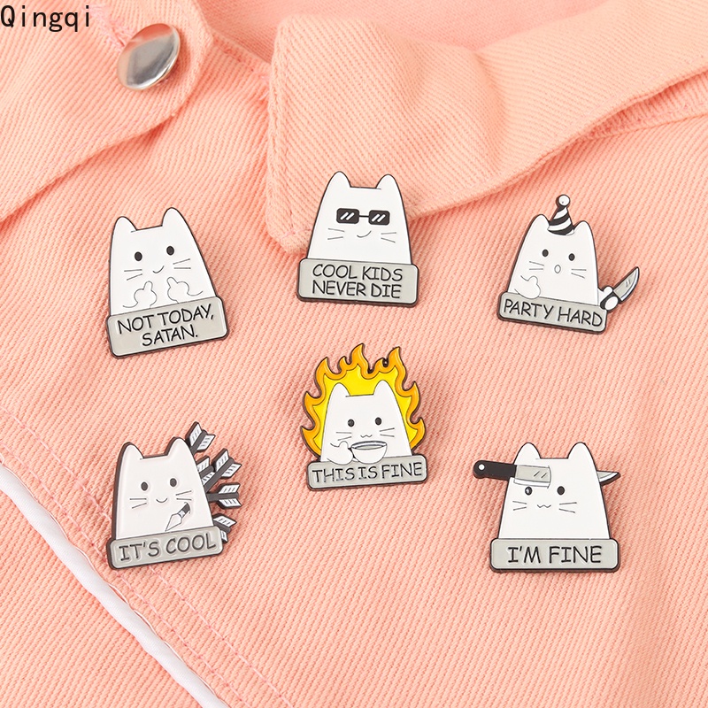 Bros Pin Enamel Bentuk Kucing Putih Lucu Untuk Pria / Wanita