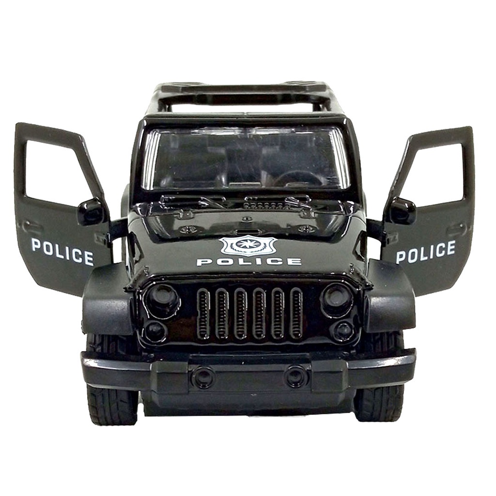 Toy Addict Jeep Wran9ler Rubicon Police Hitam Diecast Mainan Mobil