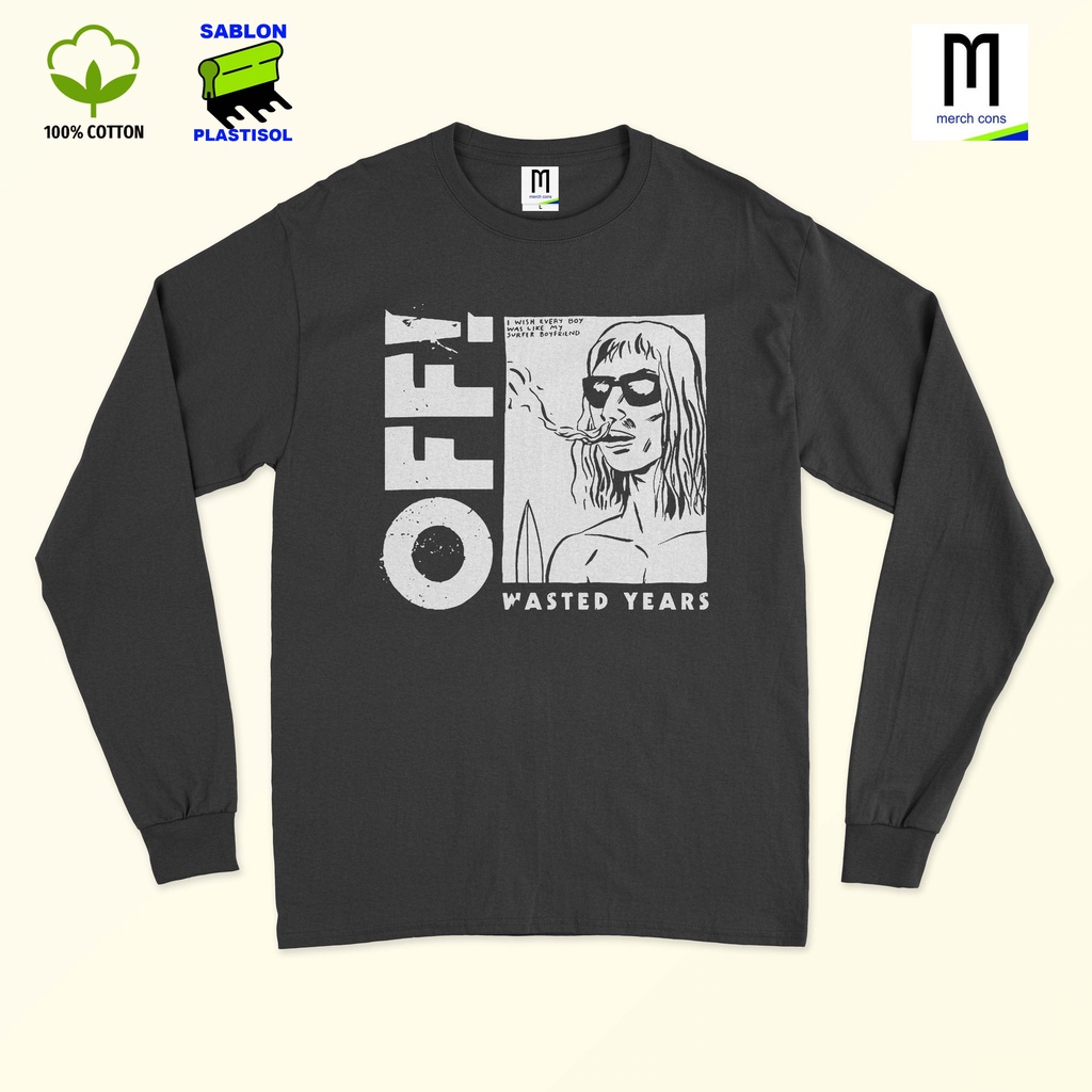 OFF-Kaos LONG SLEEVE band hardcore punk / tag merchcons - HITAM