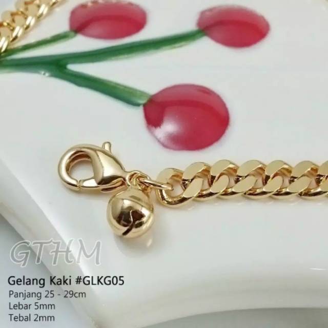 Gelang kaki dewasa lapis emas 24k