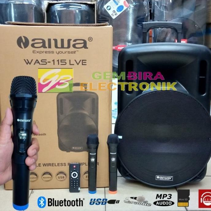 Speaker Aktif Portable Wirelless 15 Inch Aiwa Usb Bluetooth Original Omeriamart