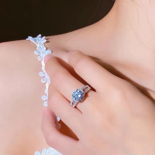 925 Cincin Perak Wanita Zirkon Dapat Disesuaikan Cincin Pernikahan