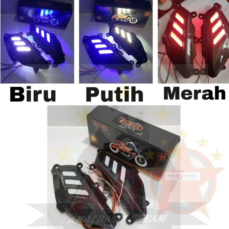 Cover Pijakan Body Samping Nmax Lama Zoro Led Warna Merah Biru Putih Kualitas Terjamin