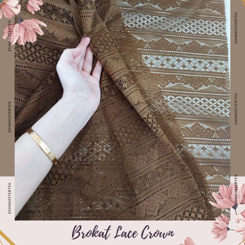 Kain Brokat Lace Crown Warna Cocoa Cokelat Tua Dark Brown