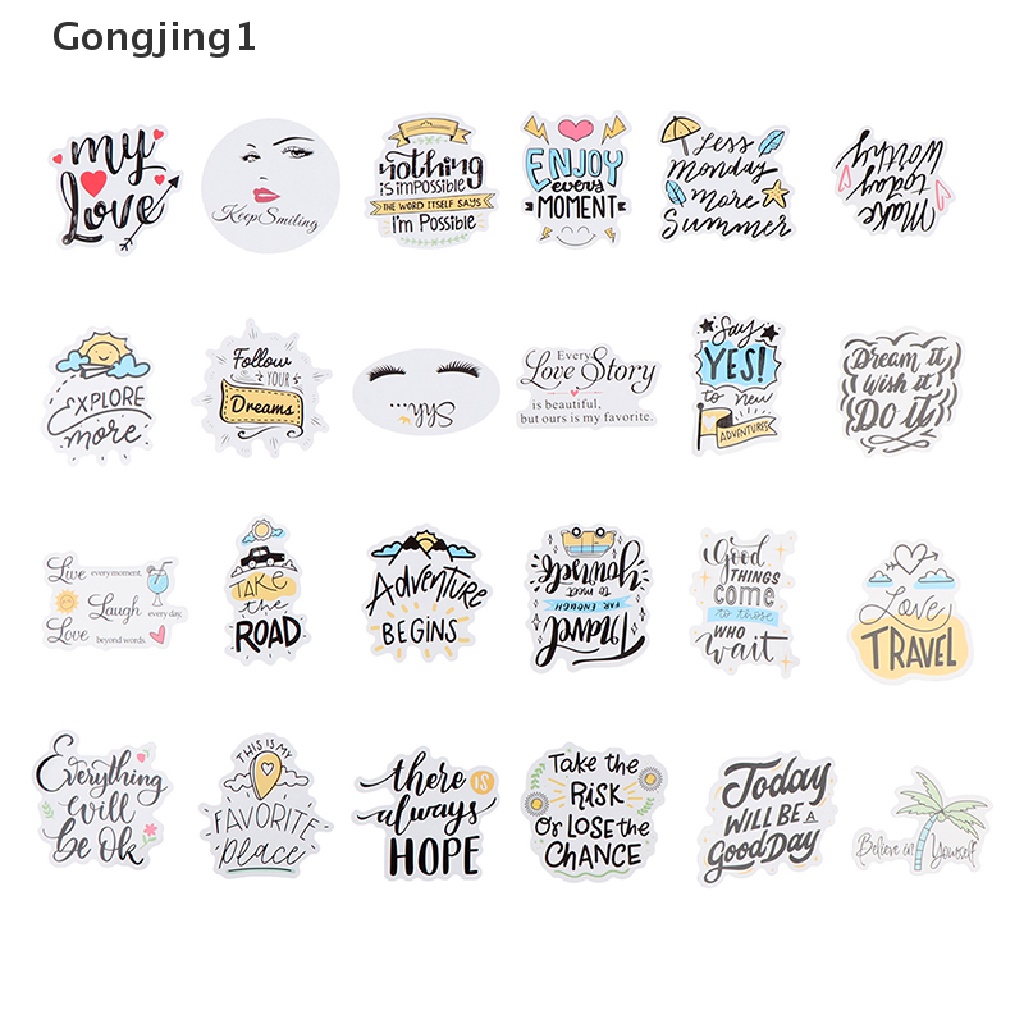 Gongjing1 50pcs Stiker Motivasi Anti Air Untuk Laptop / Skateboard