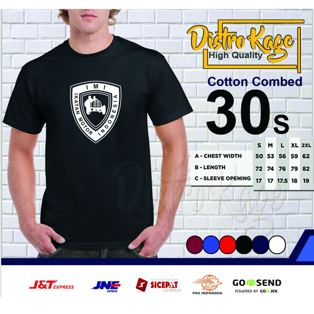 Baju Kaos Pria Ikatan Motor Indonesia (IMI) Lengan Pendek Ukuran Dewasa Unisex Cotton Combet 30s Dis