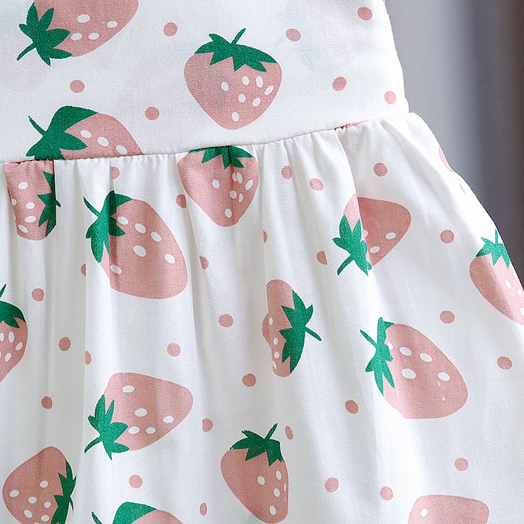 DRESS ANAK PEREMPUAN MOTIF STRAWBERRY PINK DSW IMPORT
