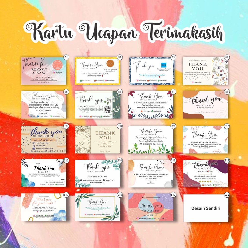 

thank you card / thanks card Isi 100 pcs