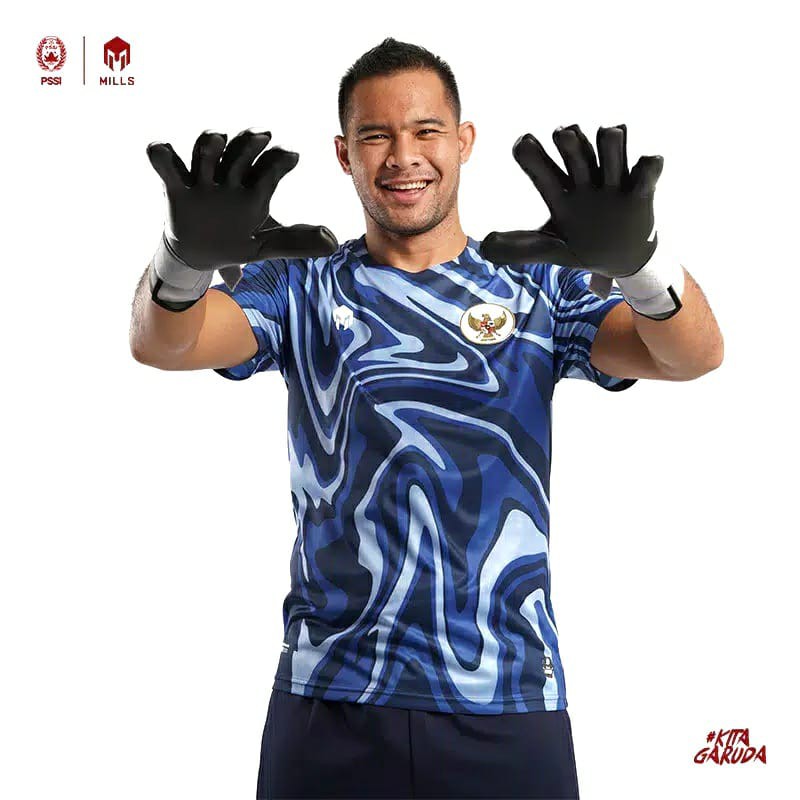 JERSEY KIPER TIMNAS INDONESIA 2020 MILLS 1021GR AWAY JERSEY KEEPER PLAYER ISSUE ORIGINAL NAVY