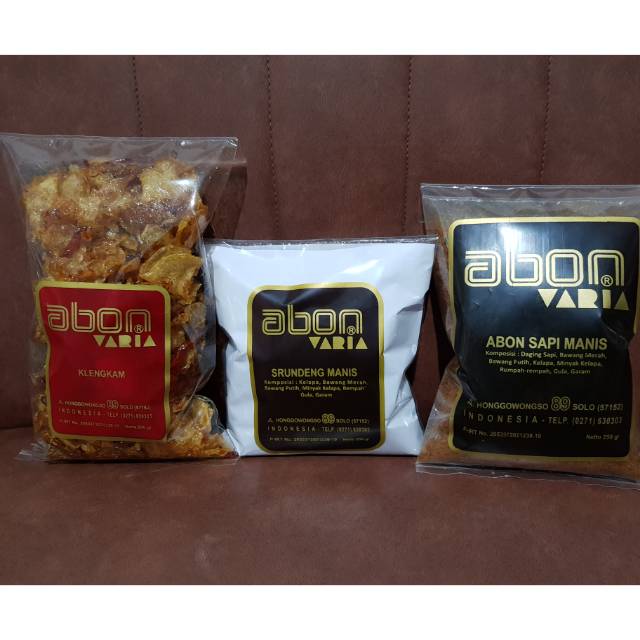 

Abon, Srundeng, Klengkam (Kering Kentang) Varia Ori