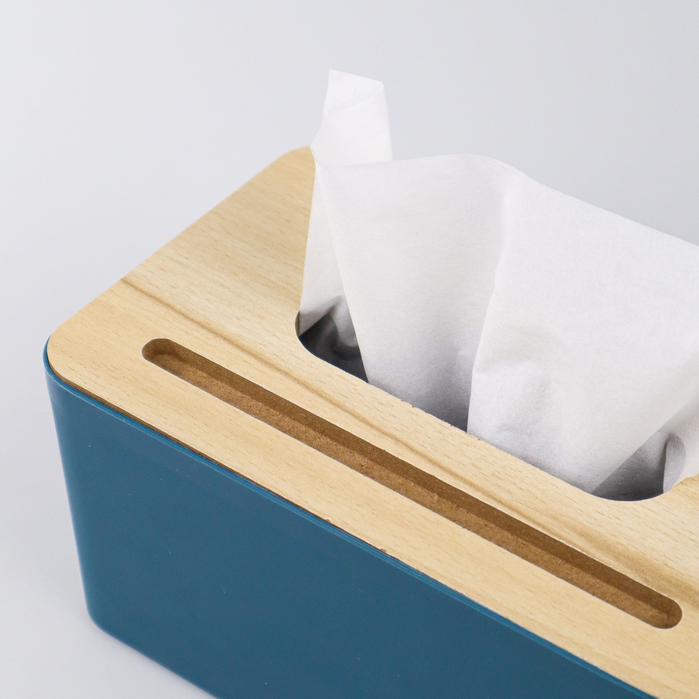 Kotak Tisu Kayu Tissue Box dengan Holder Smartphone - ZJ008 - 7RHXQ0BL Blue