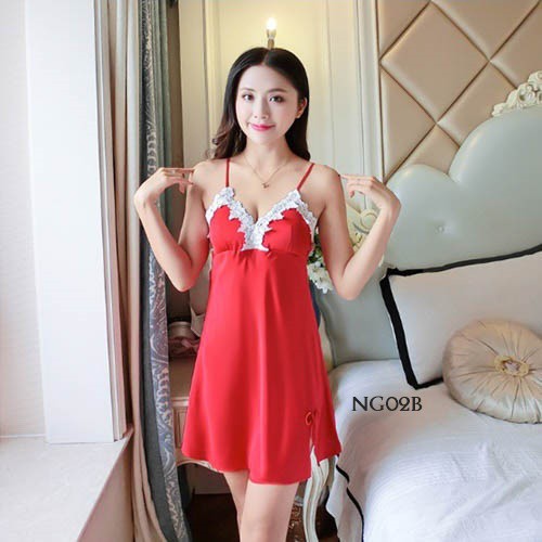 [TOKO TERPERCAYA] BAJU TIDUR SEXY LINGERIE SEKSI HOMEDRESS SLEEP WEAR SATIN MERAH NG02B