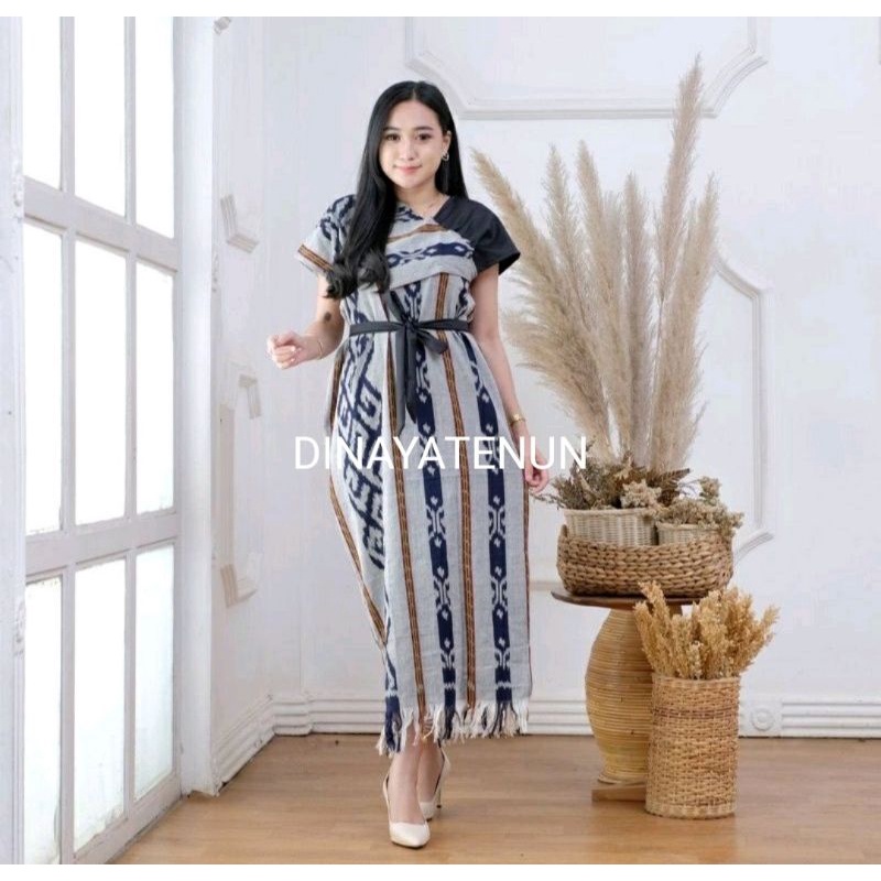 TUNIK TENUN TORAJA ABU - DRESS TENUN ABU