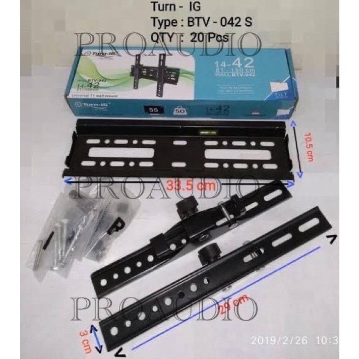 Bracket TV 14&quot; - 42&quot; LED LCD Turn-IG BTV-042 Breket Gantung Dinding