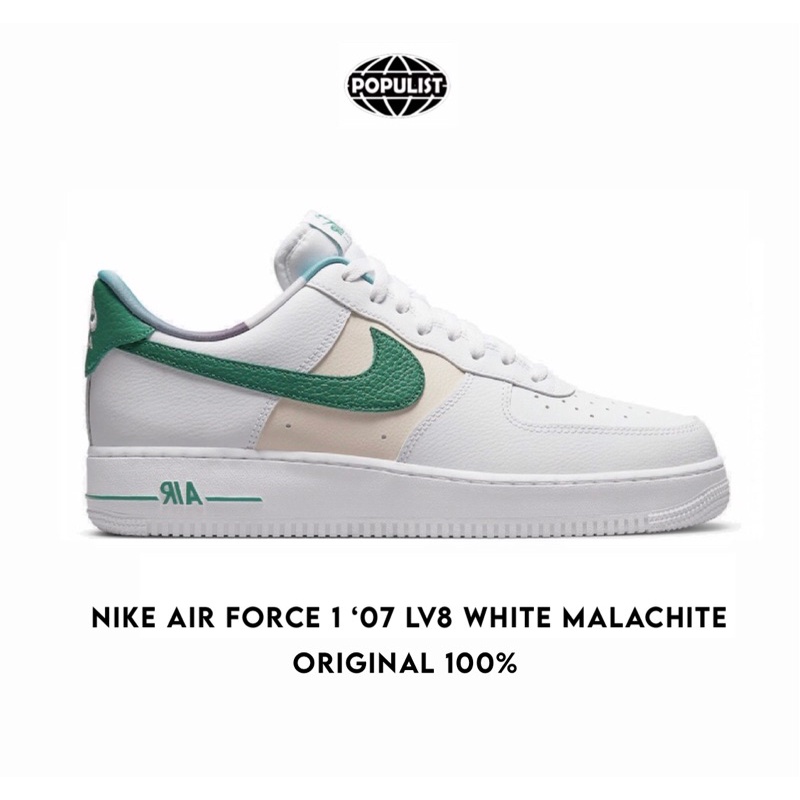 Nike Air Force 1 Low Emb White Malachite 100% Original Resmi