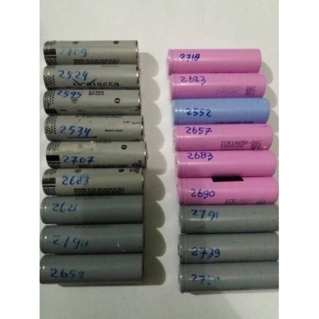 Batre baterai 18650 bekas bongkaran copotan batre laptop kapsitas real 2500